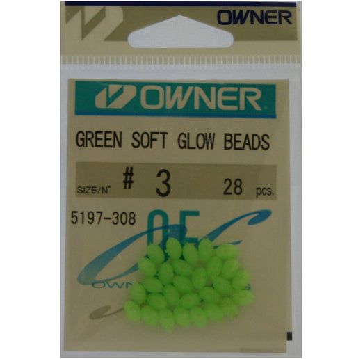 Owner Soft "Glow" Beads Green Beads Size 3
