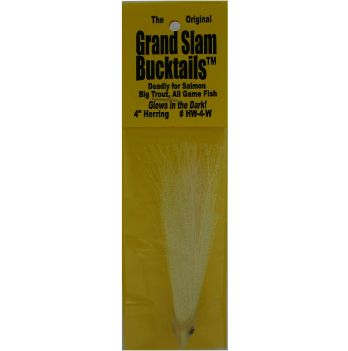 Grand Slam Bucktails 4" Herring Glow White
