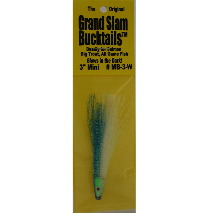 Grand Slam Bucktails 3" Mini Blue/White Glow