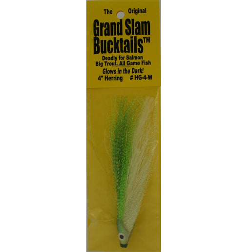 Grand Slam Bucktails 4" Herring Green/White Glow