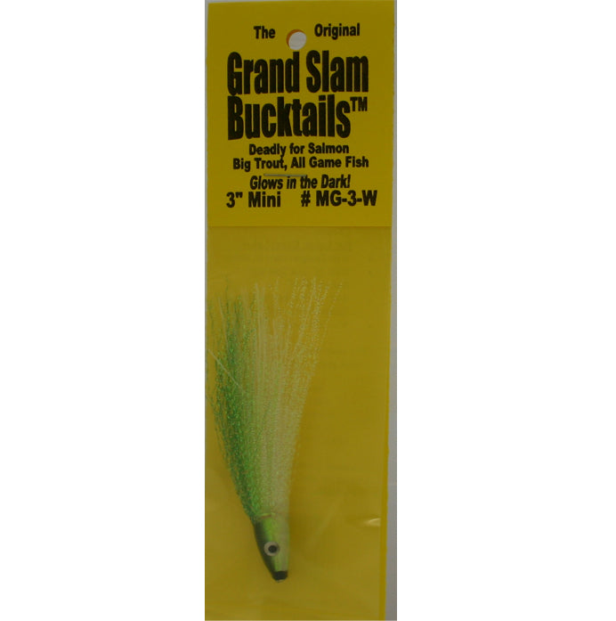 Grand Slam Bucktails 3" Mini Green/White Glow