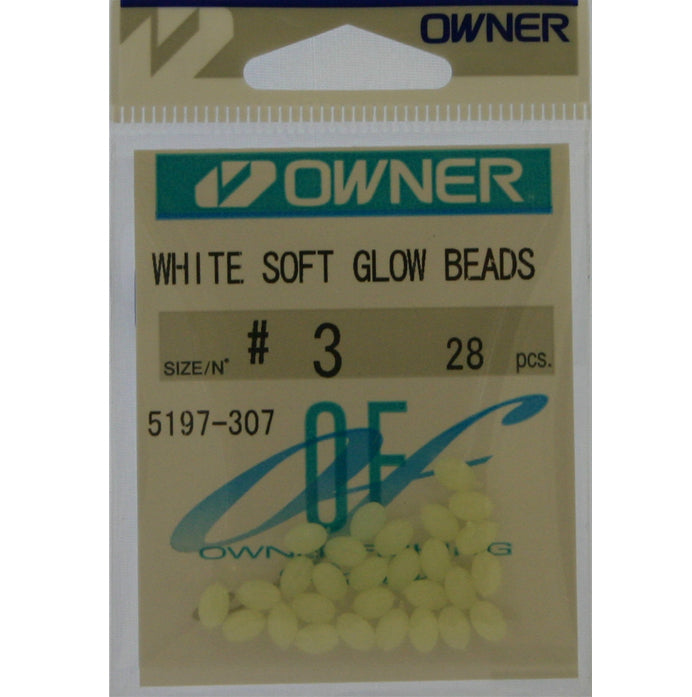 Owner Soft "Glow" Beads White Beads Size 3