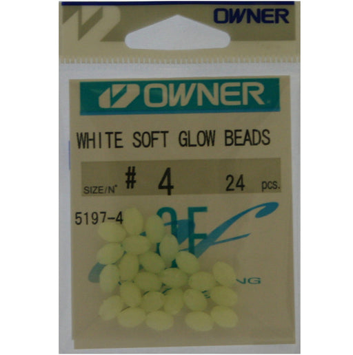 Owner Soft "Glow" Beads White Beads Size 4