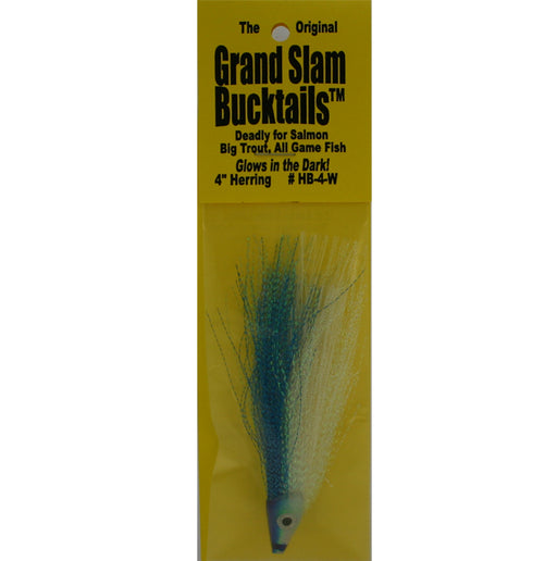 Grand Slam Bucktails 4" Herring Blue/White Glow