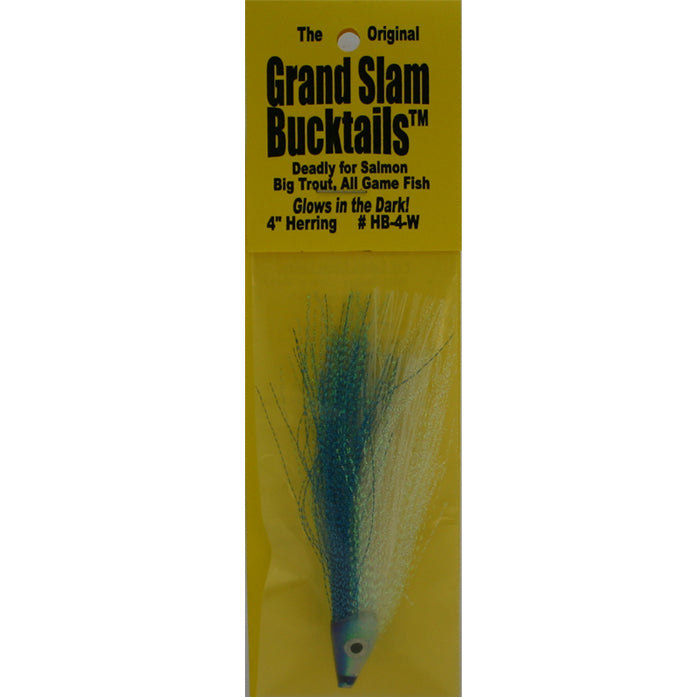 Grand Slam Bucktails 4" Herring Blue/White Glow