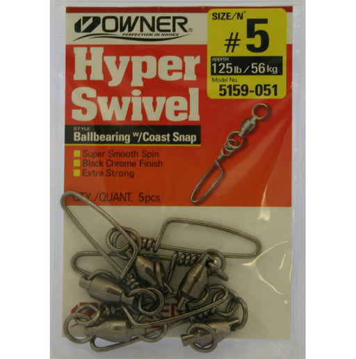 Owner Hyper Ball Bearing Swivel with Coastlock Snap #5 (5 pack)