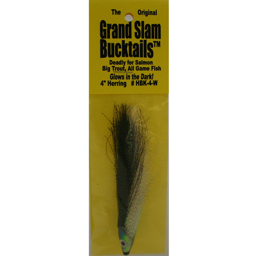 Grand Slam Bucktails 4" Herring Black/White Glow