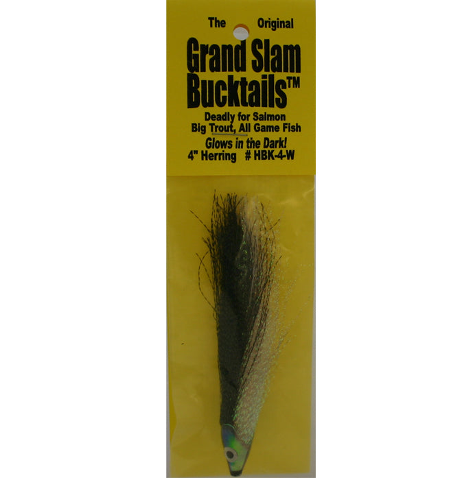 Grand Slam Bucktails 4" Herring Black/White Glow